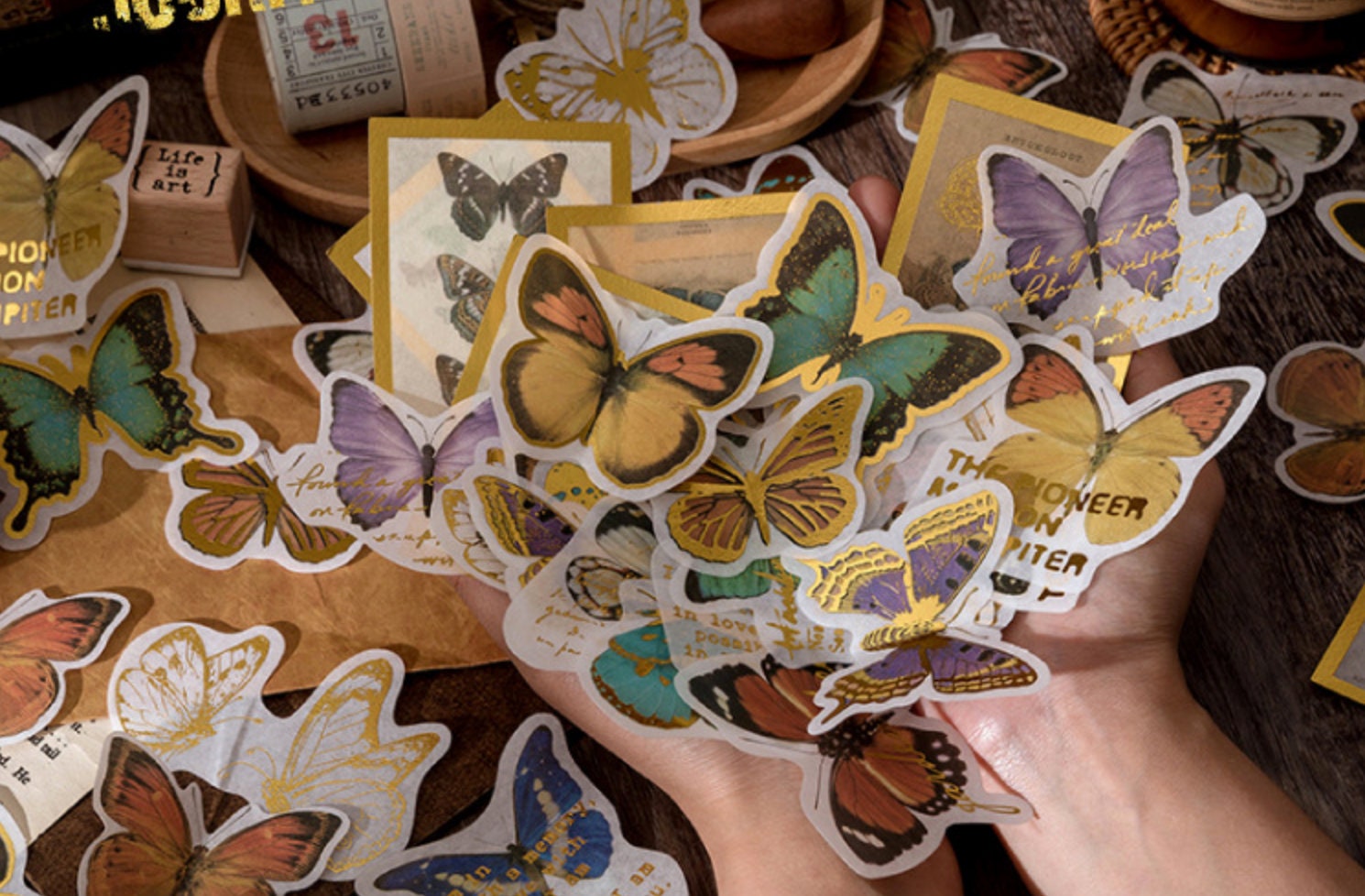 Gold Foil Butterfly Stickers